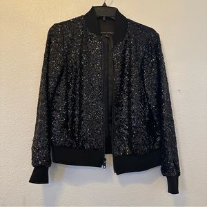 Black sequin bomber jacket